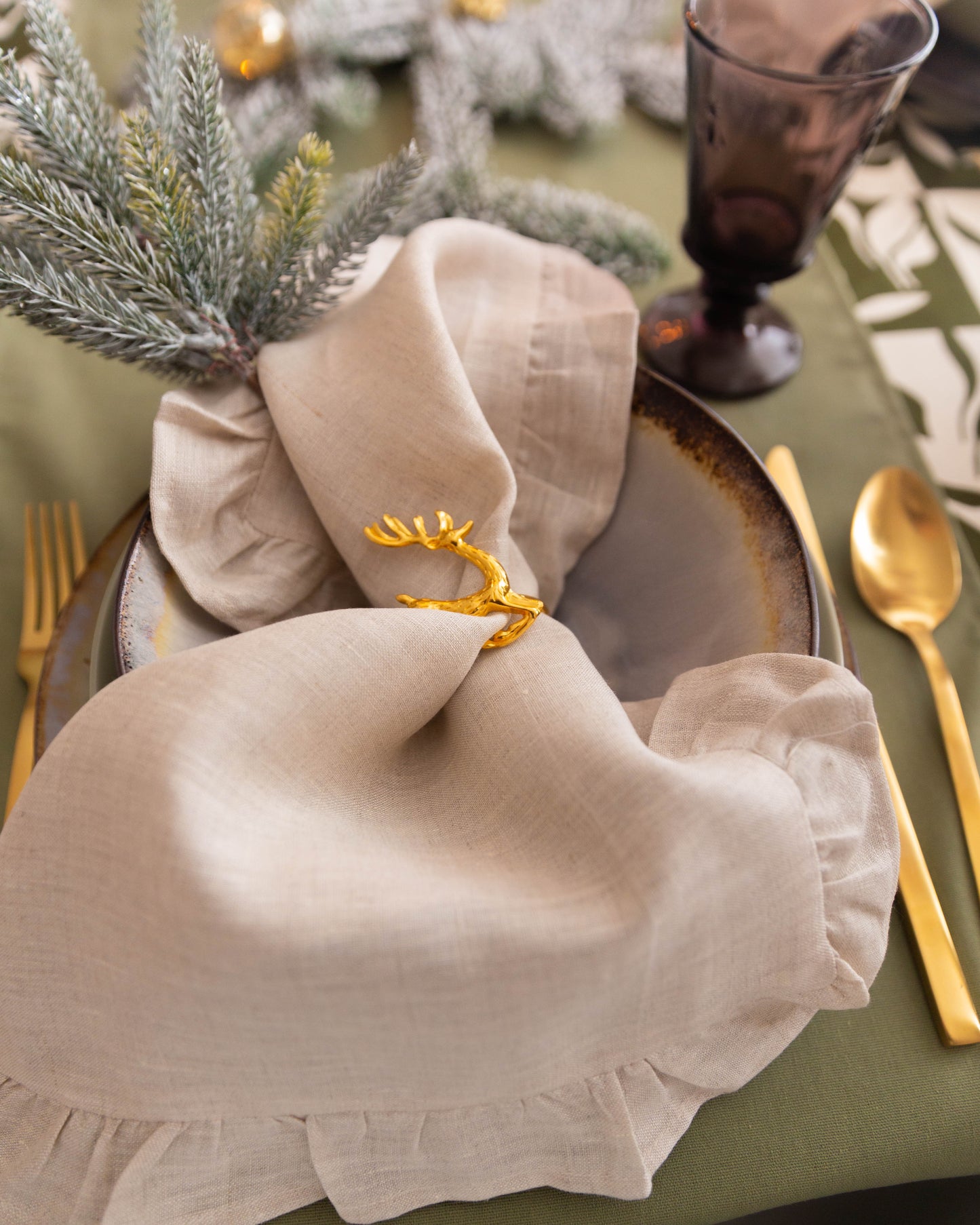 Beige Ruffle Servet / Placemat 2 stuks